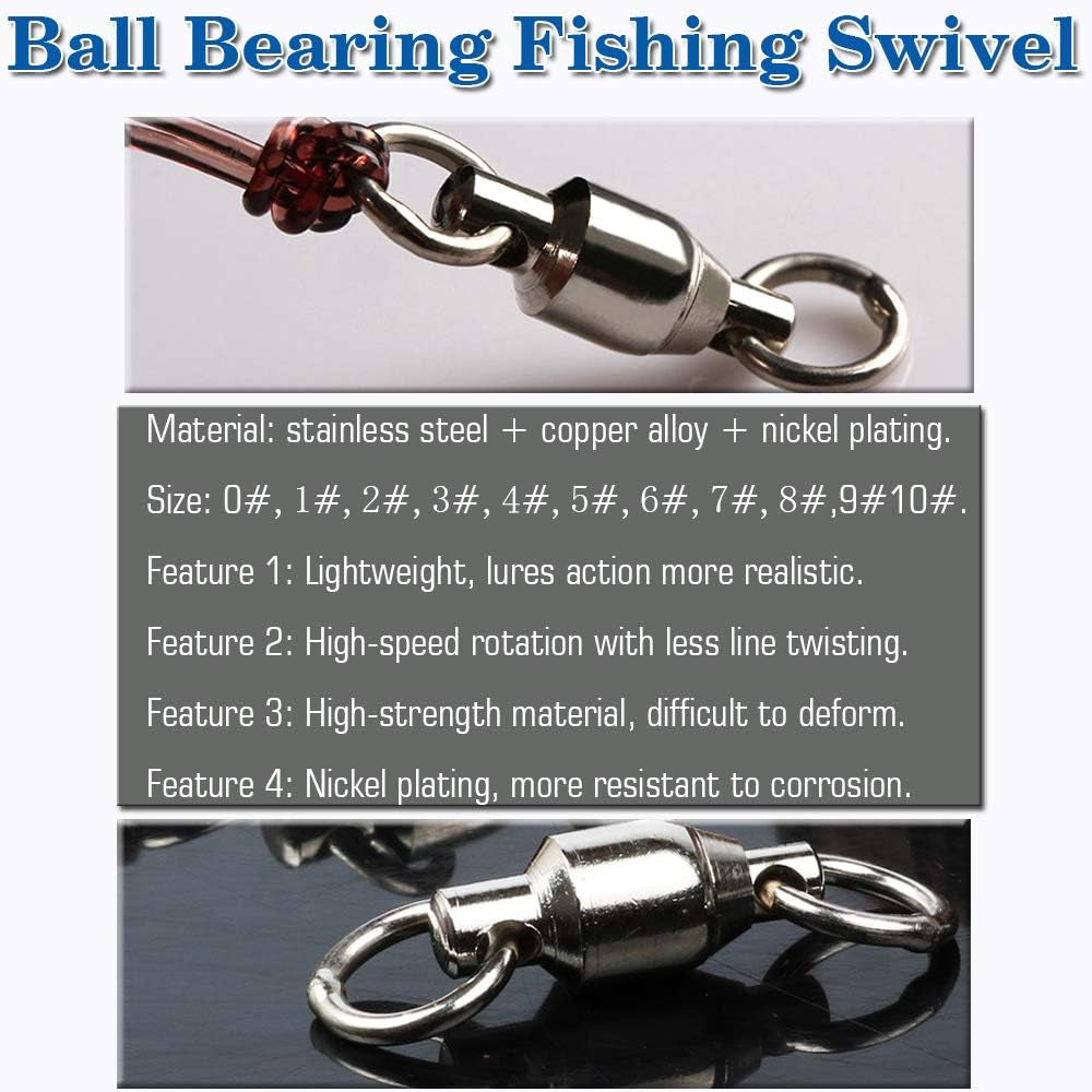 Ball Bearing Swivels Connector High Strength Stainless Steel Solid Welded Rings Barrel Swivels Saltwater Freshwater Fishing