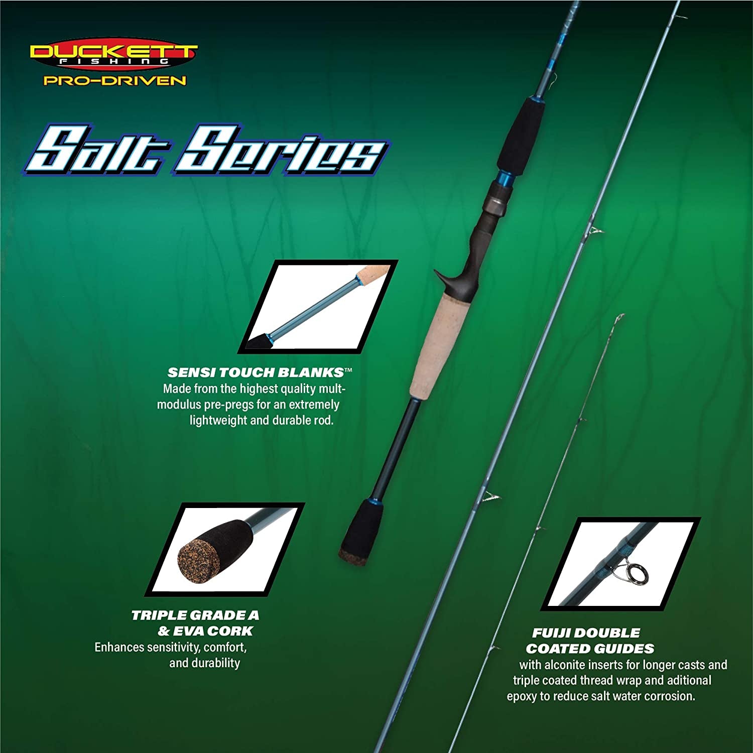 Salt Series Angling Fishing Rods | Fuiji Double Coated Guides, Sensi-Touch Blanks - Available in Spinning & Casting Options