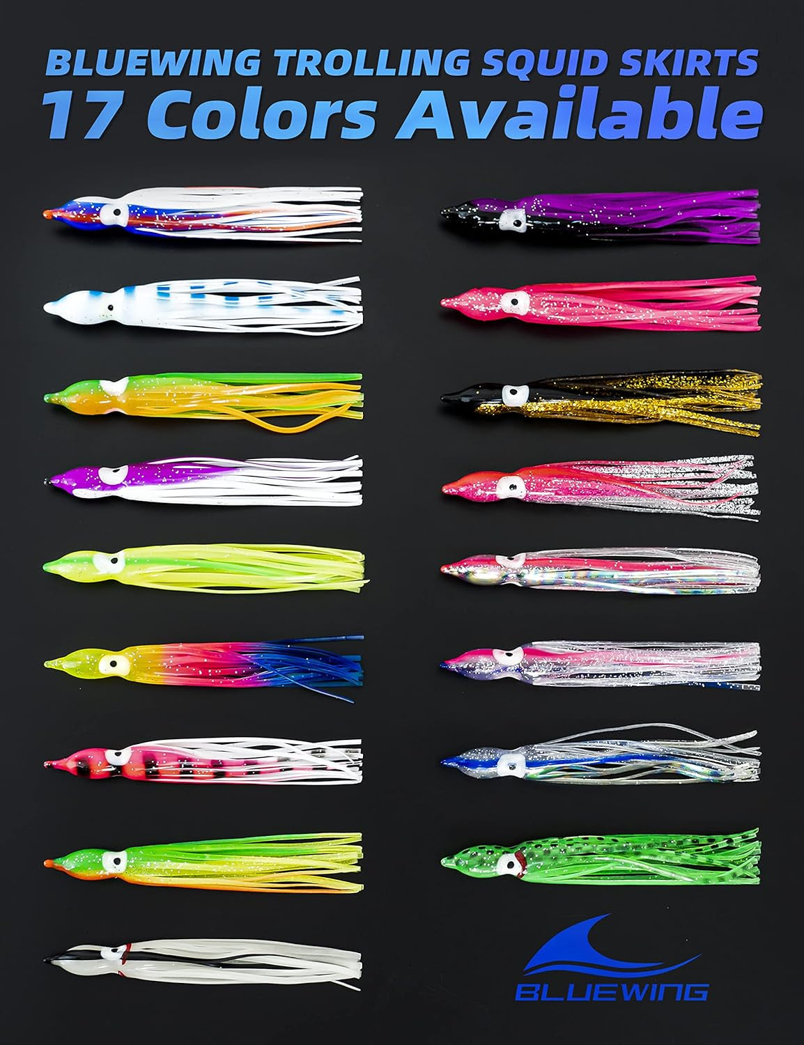 Trolling Squid Skirts Fishing Saltwater 2,3,5,8,12 Inch Squid Lures Fishing Saltwater Octopus Skirt for Freshwater and Saltwater Fishing 1Pcs,5Pcs