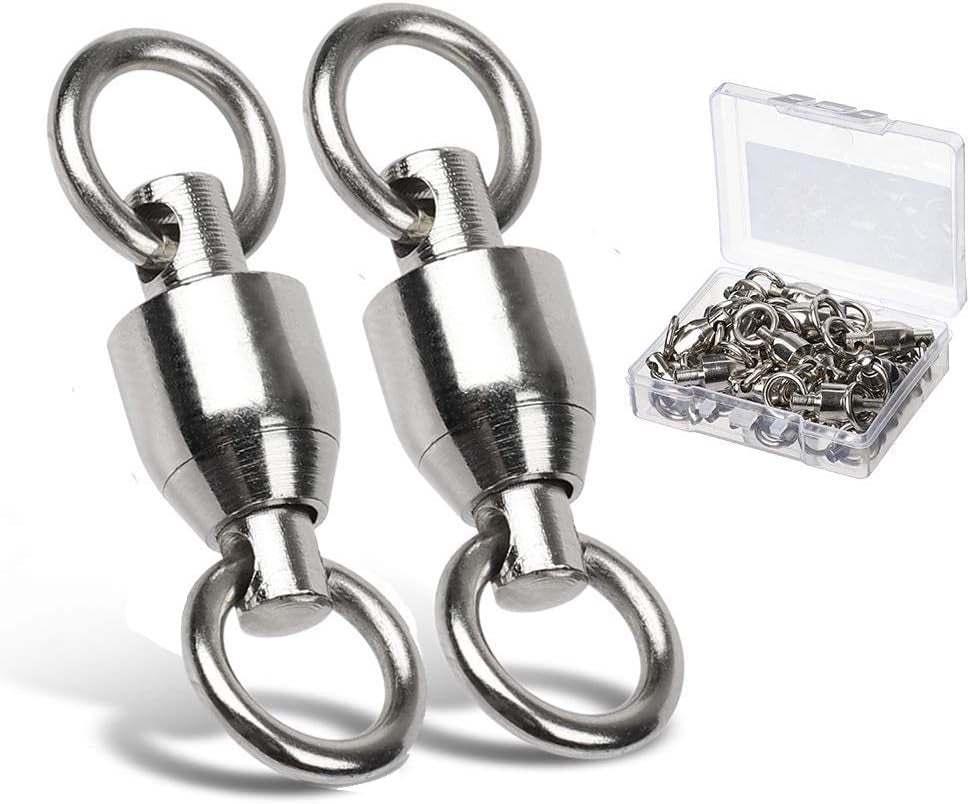 Ball Bearing Swivels Connector High Strength Stainless Steel Solid Welded Rings Barrel Swivels Saltwater Freshwater Fishing