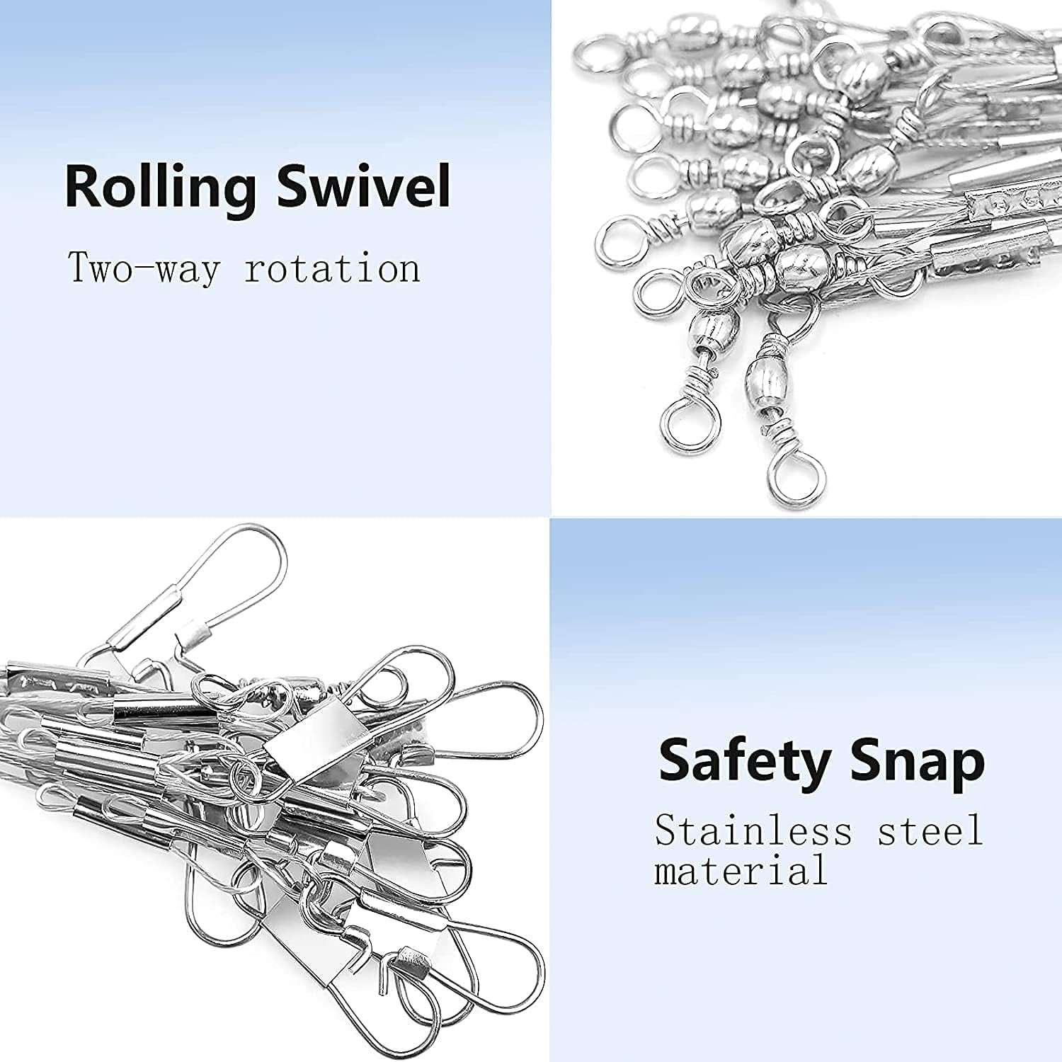 24Pcs Fishing Tackle Leaders,Hi-Low Rig,Double Arms Saltwater Stainless Steel Leader with Swivels,High-Strength Fish Wire Gear Equipment, Fishing Gift