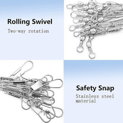 24Pcs Fishing Tackle Leaders,Hi-Low Rig,Double Arms Saltwater Stainless Steel Leader with Swivels,High-Strength Fish Wire Gear Equipment, Fishing Gift