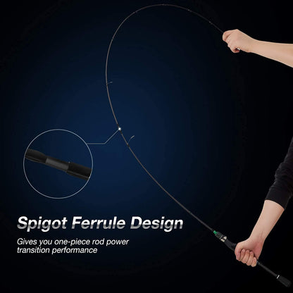 Serpent Spinning Rod with Fuji Line Guides - IM7 Carbon Blank Tournament Performance Spinning Fishing Rod, High Sensitive One Piece & Two Pieces Spinning Rods