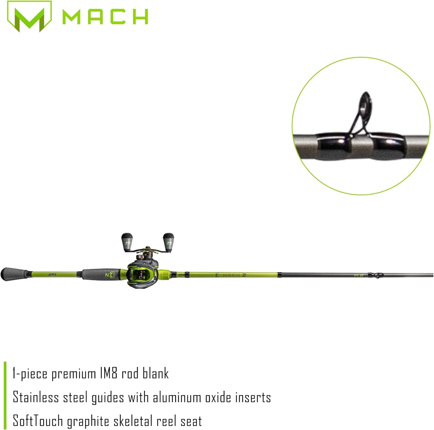 Lew'S 2 Casting Reel and Fishing Rod Combo, 7-Foot 1-Piece Premium IM8 Graphite Fishing Rod, Left-Hand Retrieve, Black/Green