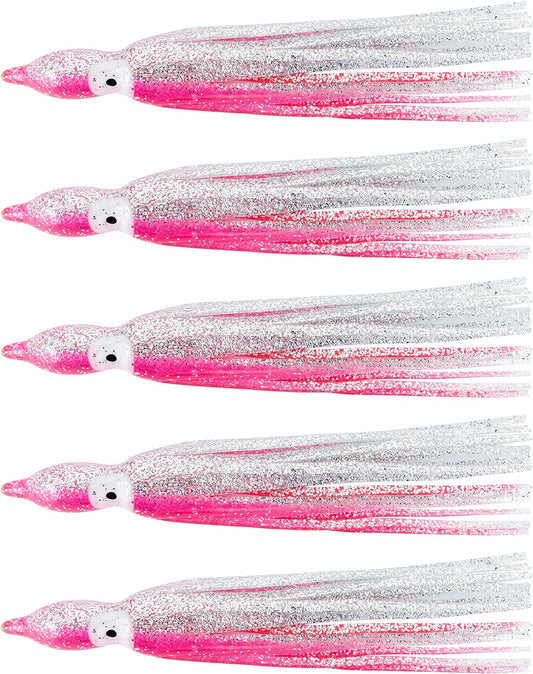 Trolling Squid Skirts Fishing Saltwater 2,3,5,8,12 Inch Squid Lures Fishing Saltwater Octopus Skirt for Freshwater and Saltwater Fishing 1Pcs,5Pcs