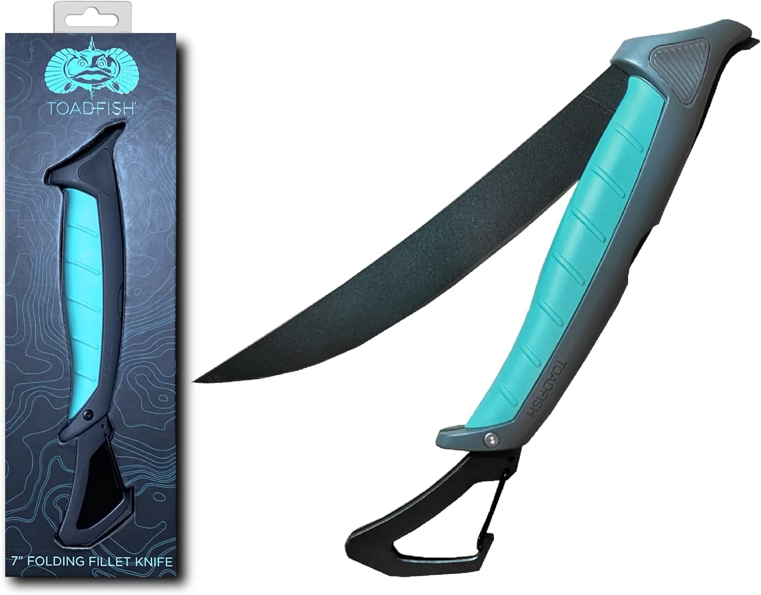 Stowaway Fillet Knife, 8.5'' Razor Sharp Stainless-Steel Blade, Built-In Carabiner and Sheath, Non-Slip Handle