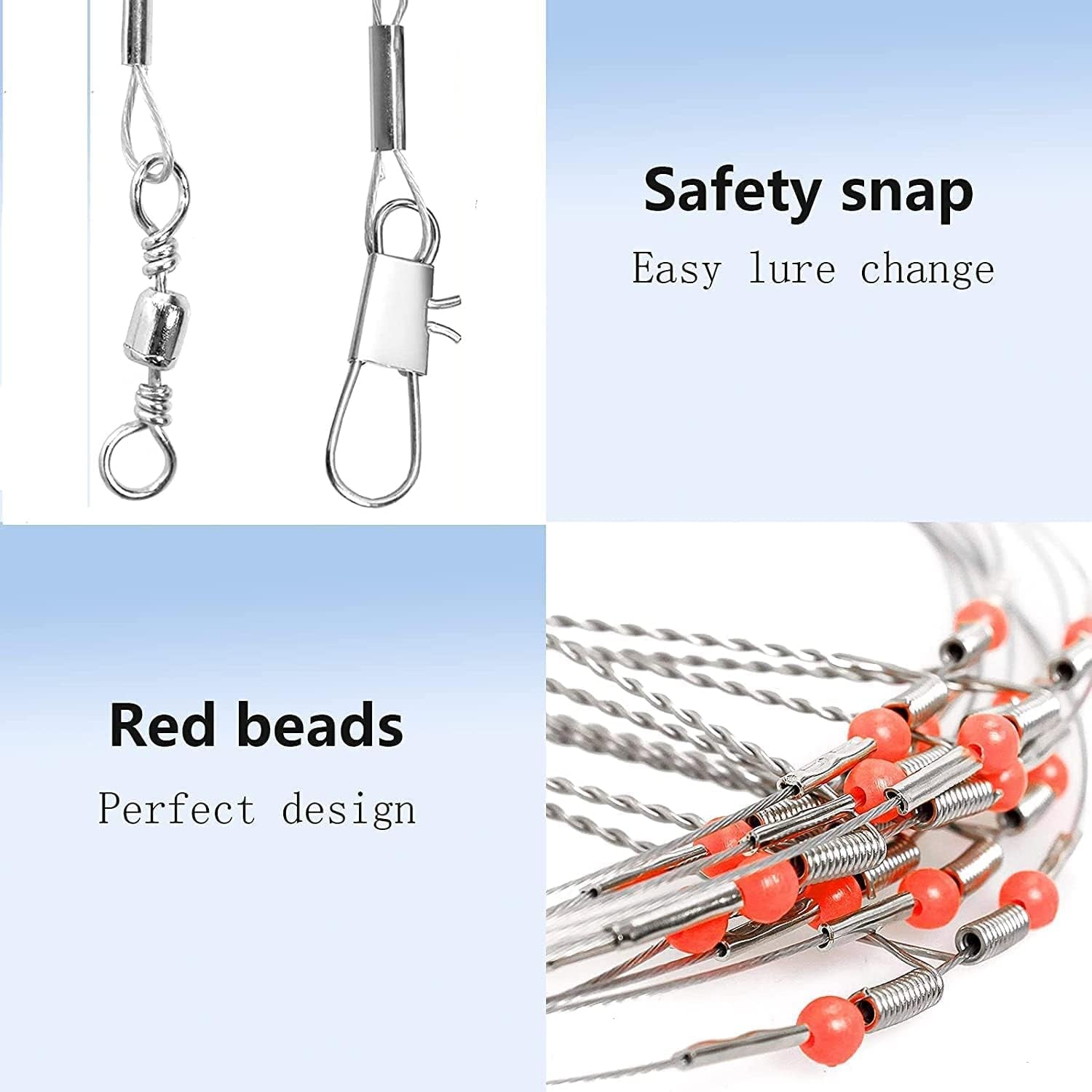 24Pcs Fishing Tackle Leaders,Hi-Low Rig,Double Arms Saltwater Stainless Steel Leader with Swivels,High-Strength Fish Wire Gear Equipment, Fishing Gift